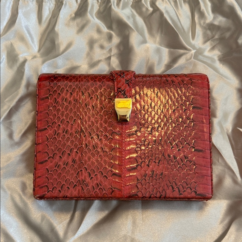 Real Python Clutch Bag. Brand is MB. Snakeskin Clutch with Gold Clasp